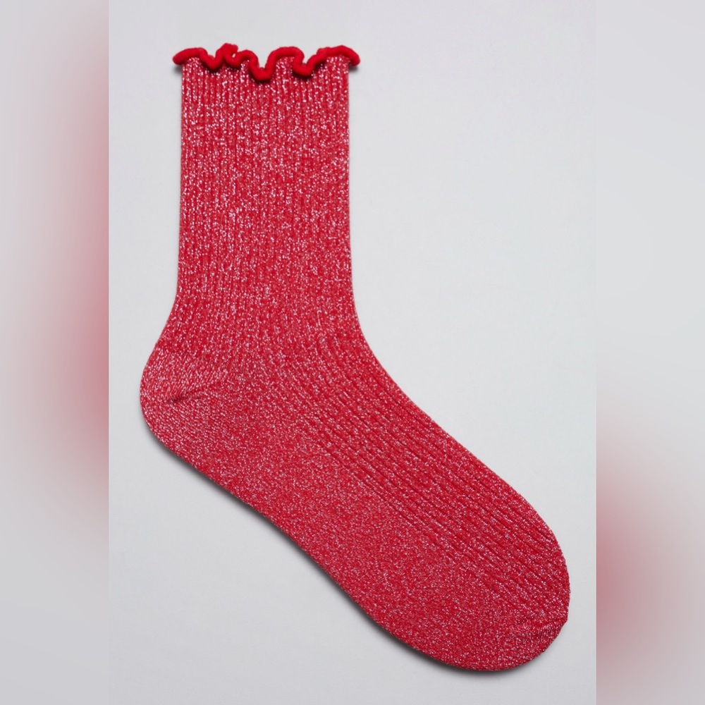 NWT Urban Outfitters Red Sparkle Frilly Socks Holiday Coquette Girly